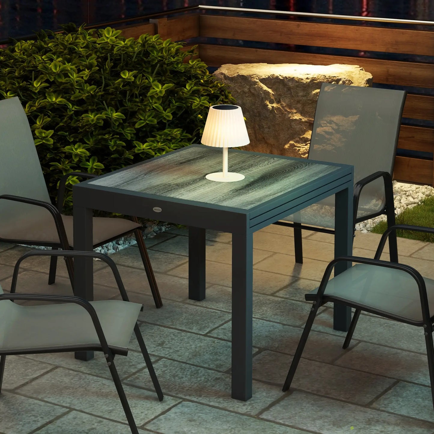 Extendable Dining Table, Rectangular Outdoor Table, Aluminum Frame, Plastic Top, Grey Patio Dinning Tables at Gallery Canada