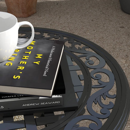 Round Patio Table, Adjustable Feet, Cast Aluminium Frame, Black Patio Side Tables at Gallery Canada