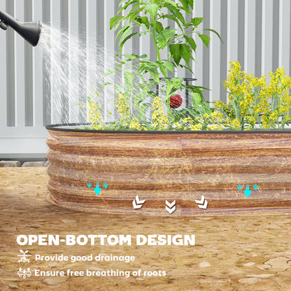 6' x 3' x 1' Lit de jardin surélevé en métal galvanisé, Bac à plantes extérieur marron, Marron