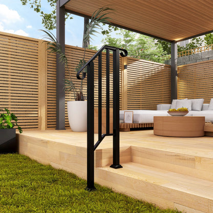 Outdoor Step Handrails, Metal Stair Railing, With Installation Kit, Black Garden Decor at Gallery Canada