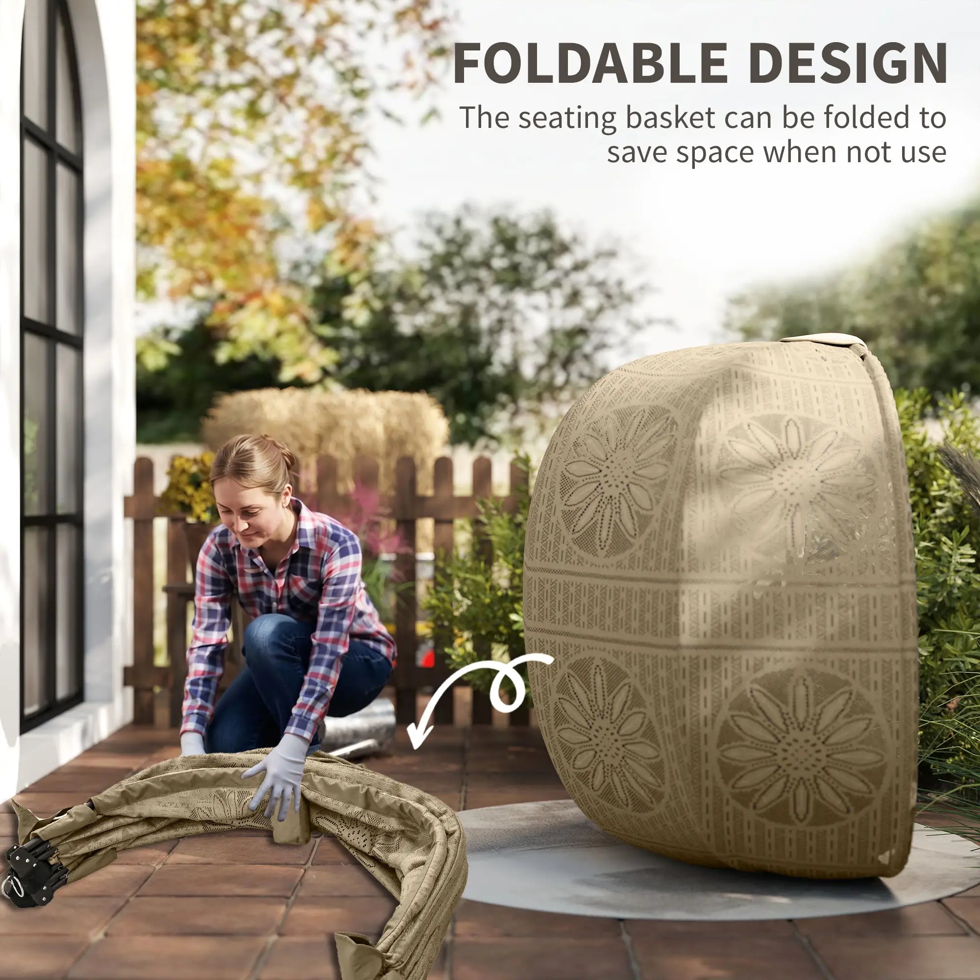 Hanging Egg Chair With Stand, Dark Grey Patio Swings with Stand at Gallery Canada