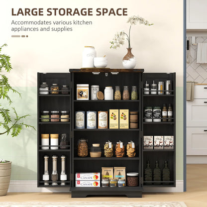 Farmhouse Kitchen Pantry Cabinet, Adjustable Shelves, Black Kitchen Pantry Cabinets at Gallery Canada