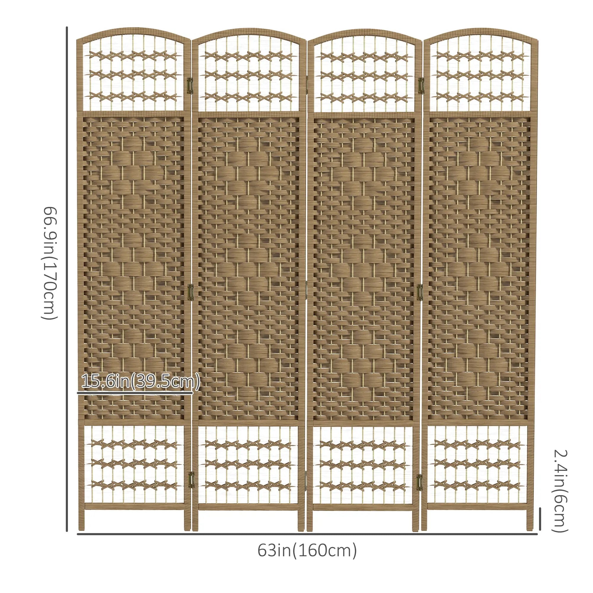 4 Panel Folding Room Divider, Portable Privacy Screen, Natural Room Dividers at Gallery Canada