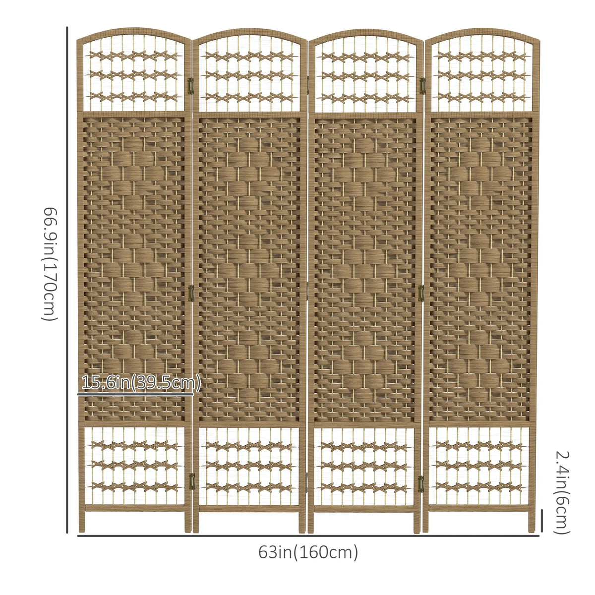 4 Panel Folding Room Divider, Portable Privacy Screen, Natural Room Dividers at Gallery Canada