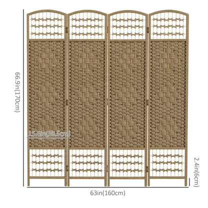 4 Panel Folding Room Divider, Portable Privacy Screen, Natural Room Dividers at Gallery Canada