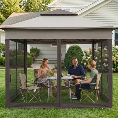 11' x 11' Pop Up Canopy, 2-Tier Soft Top Shelter Tent With Netting, Mixed Grey Pop Up Canopies at Gallery Canada