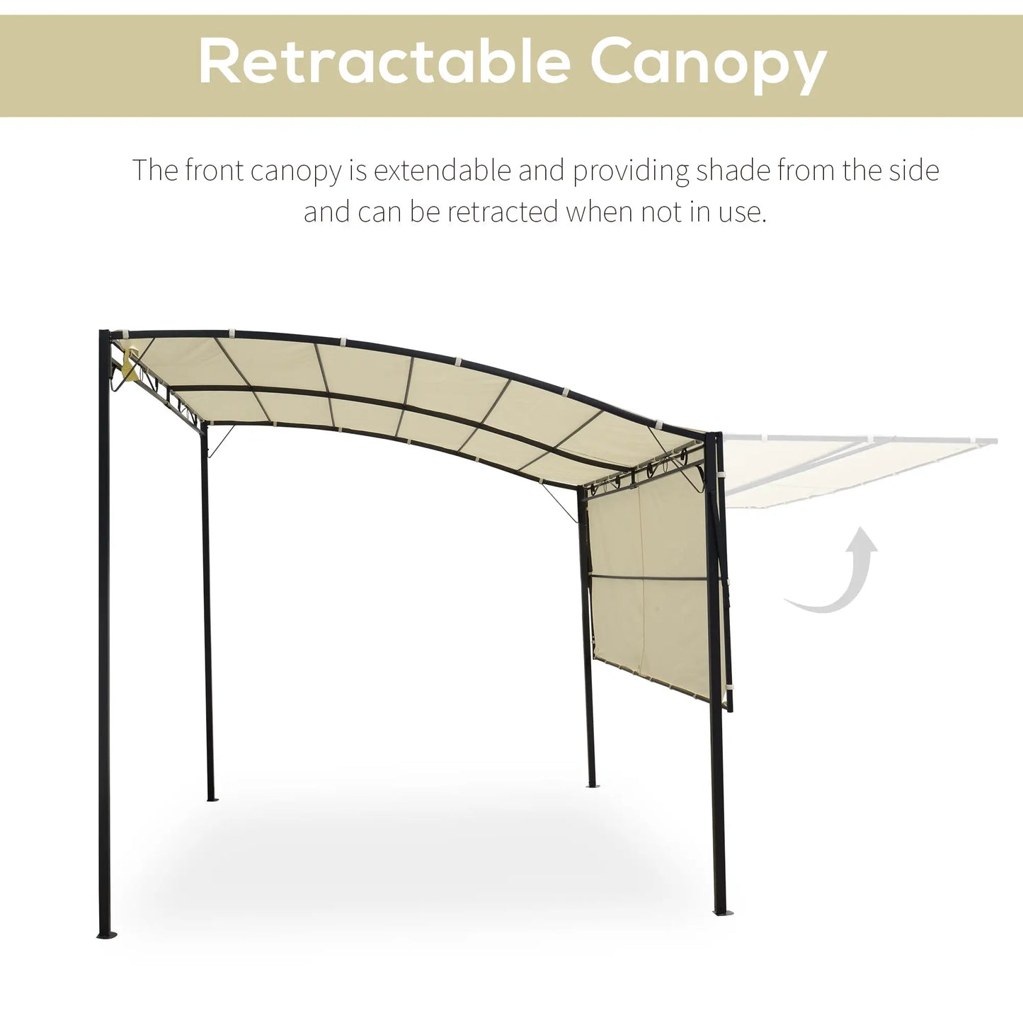10x8ft Metal Gazebo, Extendable Awning, Outdoor Shelter, Cream White Pergolas at Gallery Canada