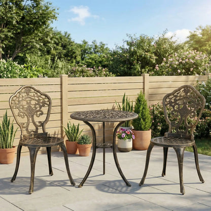Garden Bistro Set 3 Piece, 2 Chairs & Table, Bronze Bistro Sets at Gallery Canada