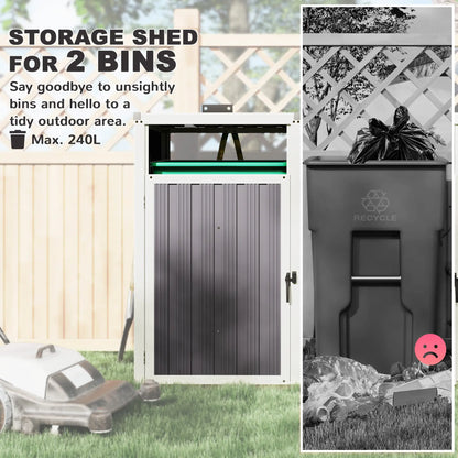 Double Garbage Bin Shed, Lockable Outdoor Storage, Dark Grey Sheds at Gallery Canada