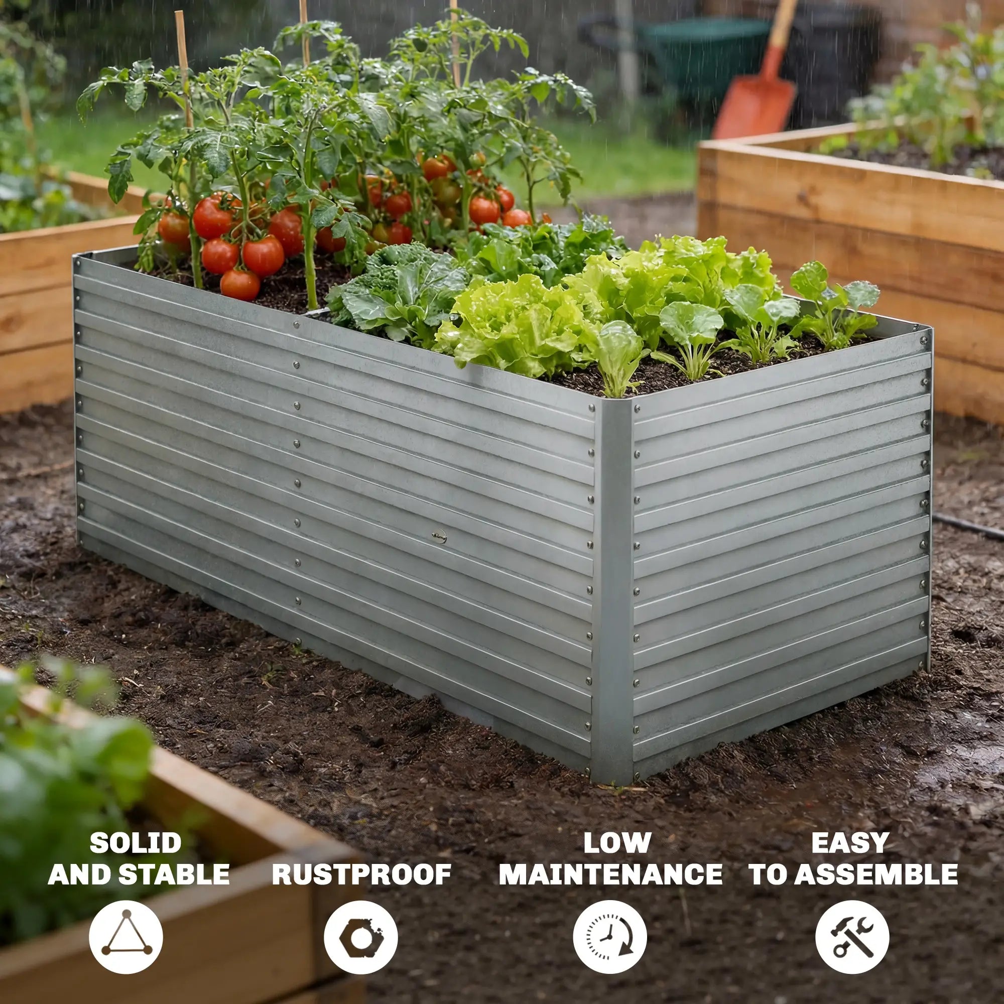 5' x 3' x 2' Raised Garden Bed, Galvanized Planter Box, Silver Galvanized Planter Boxes at Gallery Canada