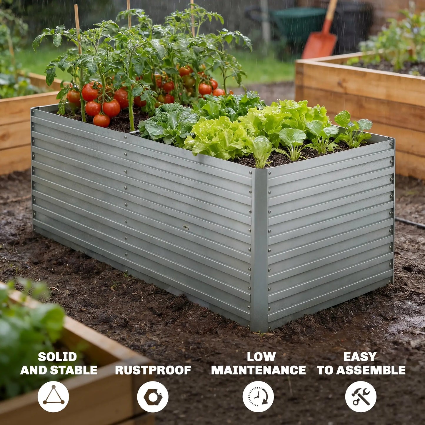 5' x 3' x 2' Raised Garden Bed, Galvanized Planter Box, Silver Galvanized Planter Boxes at Gallery Canada