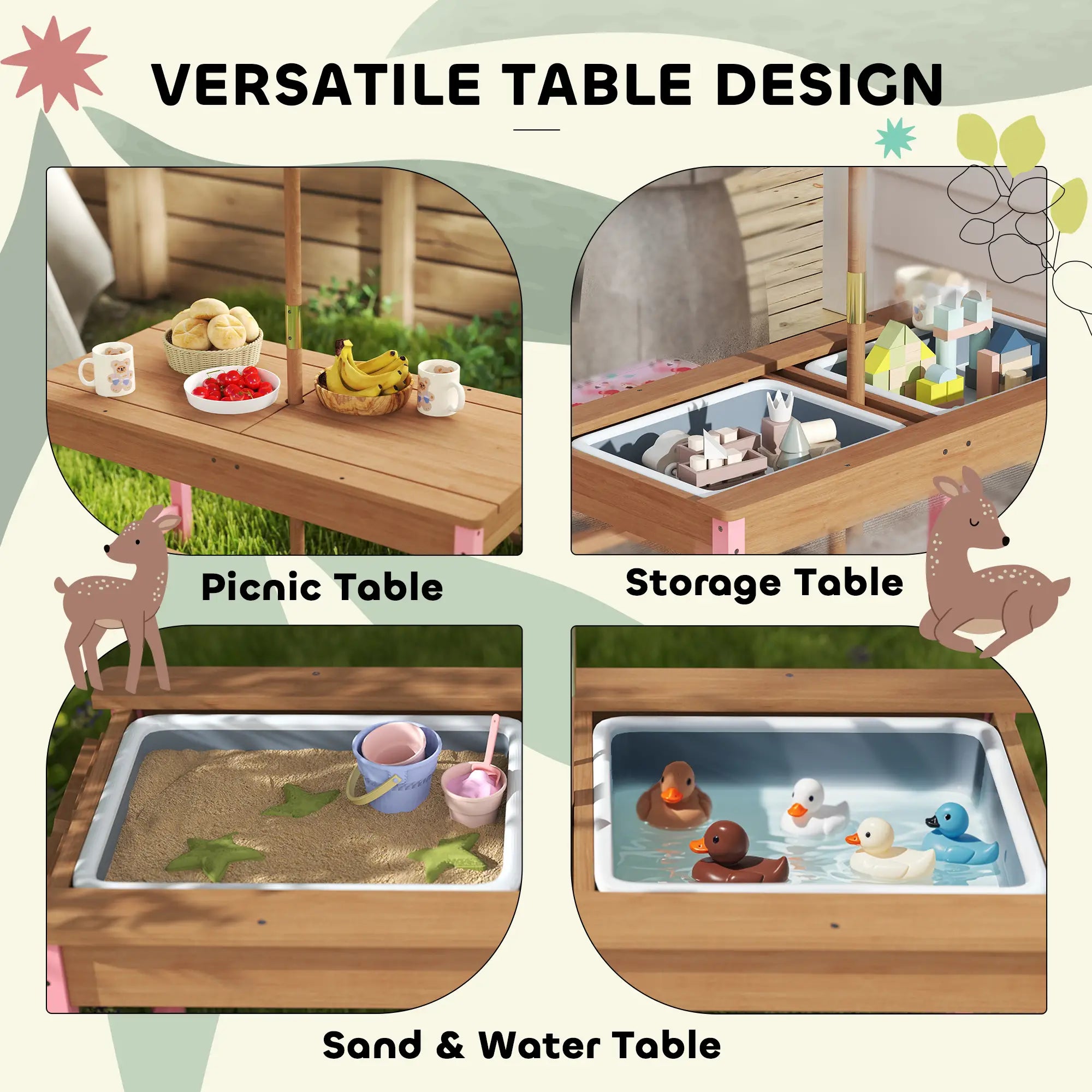 Kids Picnic Table With Bench, Removable Umbrella, Flamingo Theme, Pink Kids Outdoor Furniture at Gallery Canada