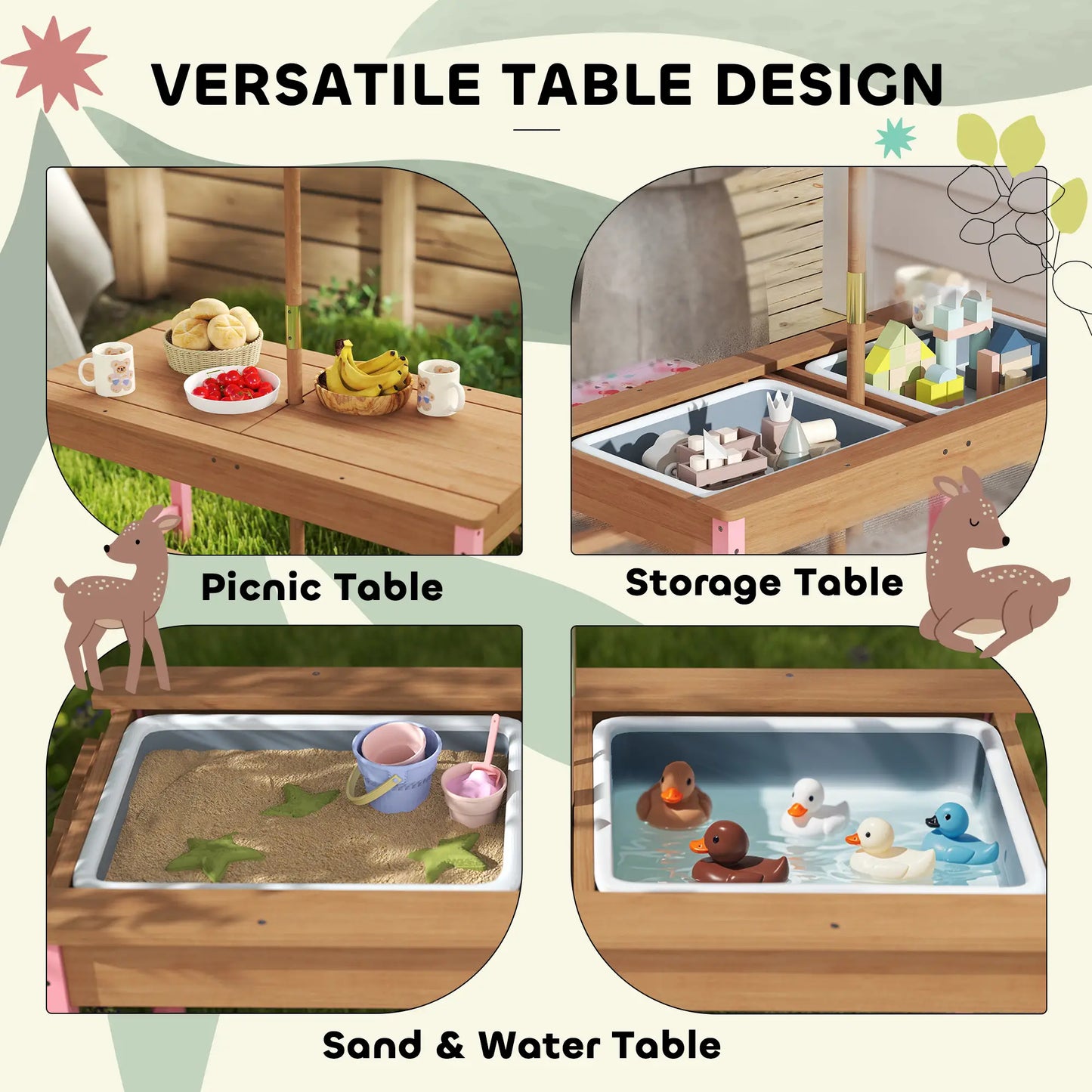 Kids Picnic Table With Bench, Removable Umbrella, Flamingo Theme, Pink Kids Outdoor Furniture at Gallery Canada