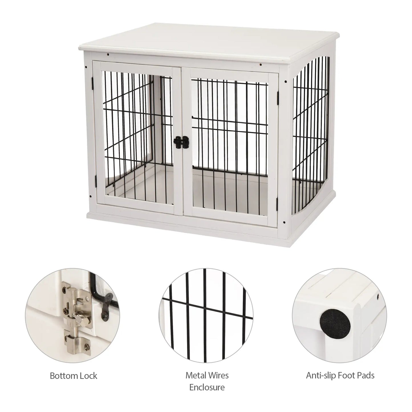 26" Wooden Dog Cage, Double Door, Modern Design, White Houses, Kennels & Pens at Gallery Canada