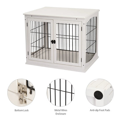26" Wooden Dog Cage, Double Door, Modern Design, White Houses, Kennels & Pens at Gallery Canada