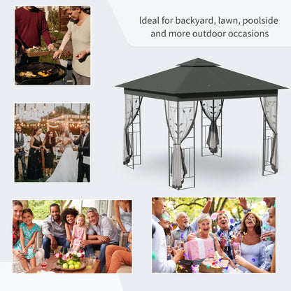 10'x10' Steel Patio Gazebo, Soft-Top, Polyester Roof, Grey Gazebos at Gallery Canada