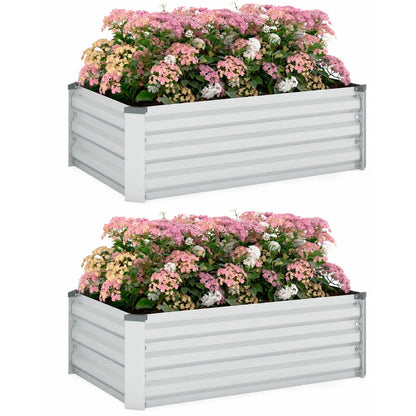Galvanized Raised Garden Beds, Set of 2, Planter Box, Grey Galvanized Planter Boxes at Gallery Canada