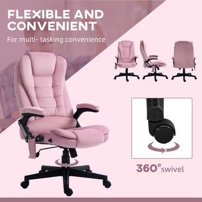 Reclining Massage Office Chair, High Back, Swivel Wheels, Pink Massage Chairs at Gallery Canada