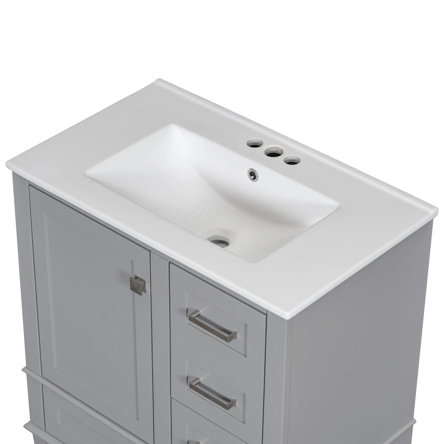 Bathroom Vanity with Sink, Solid Wood, Storage Cabinet, 30" L x 18" W x 34" H, Grey Sink Cabinets at Gallery Canada