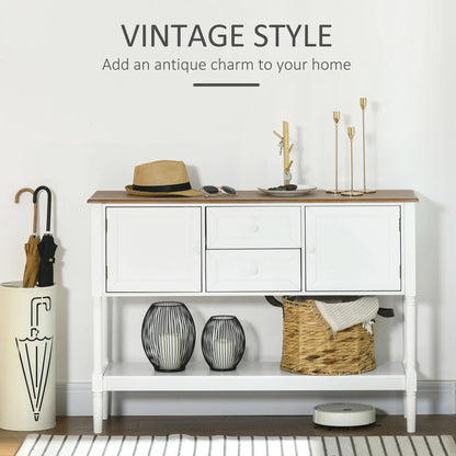 Vintage Console Table, 2 Drawers and Cabinets, Retro Sofa Table, White Console Tables at Gallery Canada