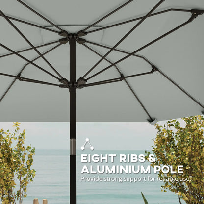 7.6FT Aluminum Patio Umbrella, 8 Ribs, Crank Tilt, Light Grey Sun Umbrellas at Gallery Canada
