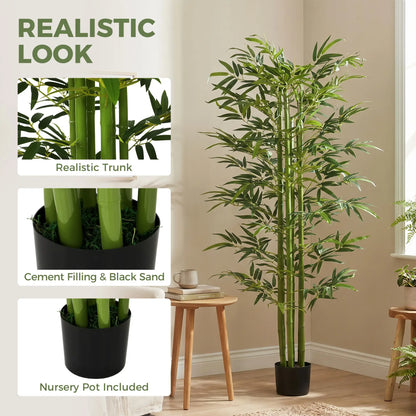 Indoor Fake Plants, Artificial Bamboo Tree with Adjustable Shape for Home Office Living Room Decor, Green