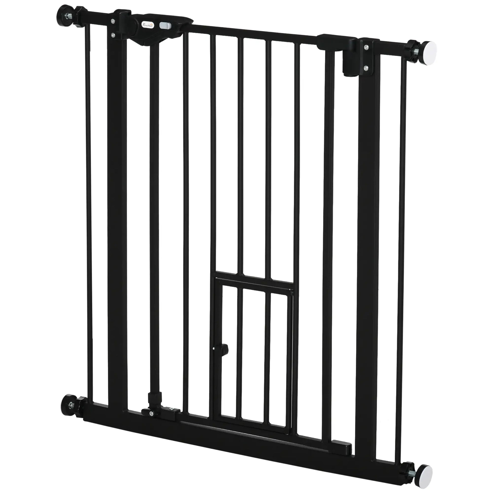 Retractable Gate, Extra Wide 29-32 Inch, Press-Mounted with Cat Door Houses, Kennels & Pens Black at Gallery Canada