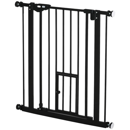 Retractable Gate, Extra Wide 29-32 Inch, Press-Mounted with Cat Door Houses, Kennels & Pens Black at Gallery Canada