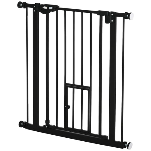 Retractable Gate, Extra Wide 29-32 Inch, Press-Mounted with Cat Door