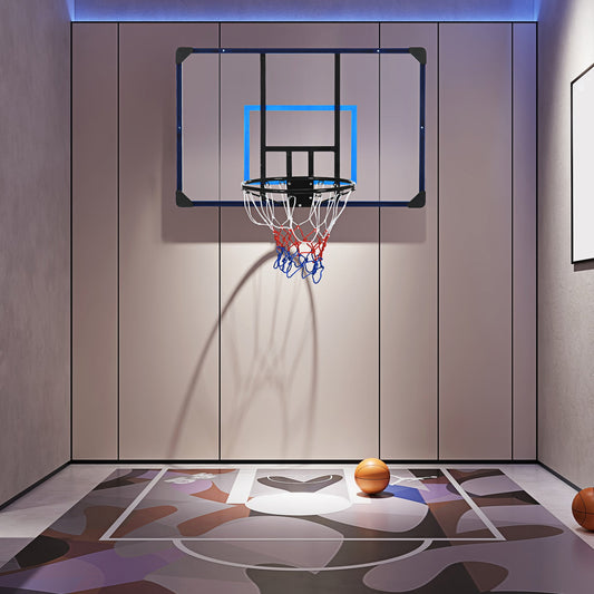 Wall Mounted Basketball Hoop, Mini Hoop with 45" x 29" Shatter Proof Backboard, Durable Rim and All-Weather Net for Indoor and Outdoor Use - Gallery Canada