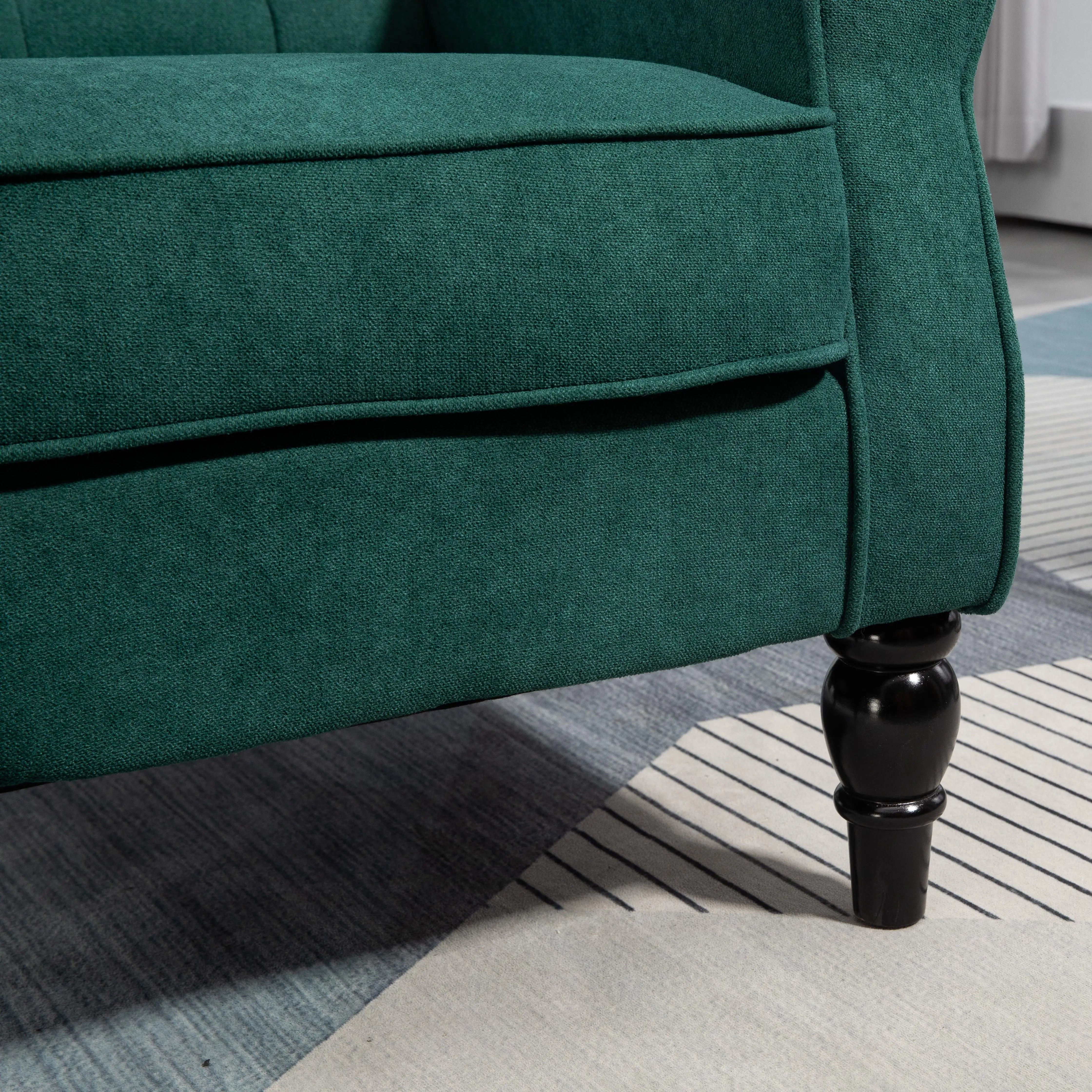 Fabric Accent Chair, Button Tufted, Wood Legs, Dark Green Accent Chairs at Gallery Canada