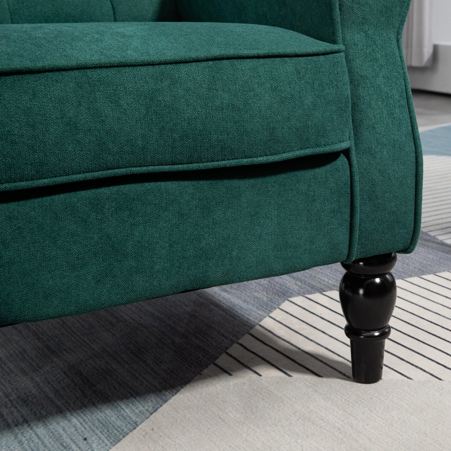 Fabric Accent Chair, Button Tufted, Wood Legs, Dark Green Accent Chairs at Gallery Canada