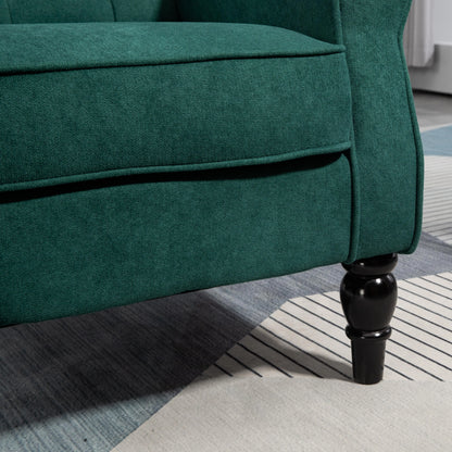 Fabric Accent Chair, Button Tufted, Wood Legs, Dark Green Accent Chairs at Gallery Canada