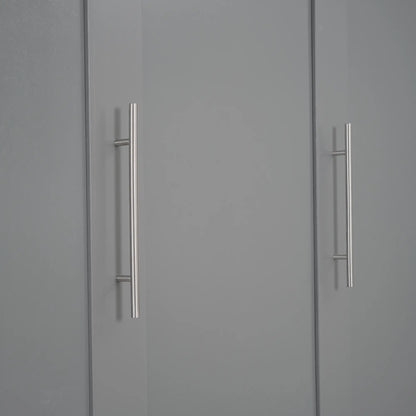 Murphy Bed with Shelves, LED Lights, Space-Saving Wall Bed, 91" L x 81" W x 84" H, Grey Bed Frames at Gallery Canada