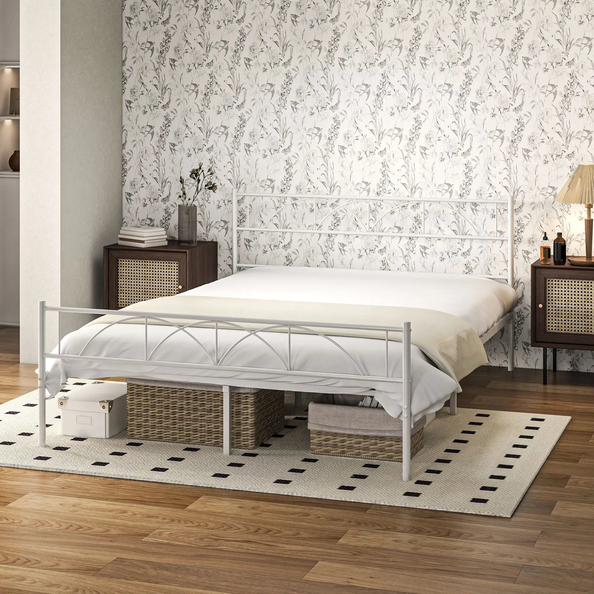 Metal Queen Platform Bed Frame with Headboard, Steel Slat Support, Underbed Storage, No Box Spring Needed, Easy Assembly Bed Frames at Gallery Canada