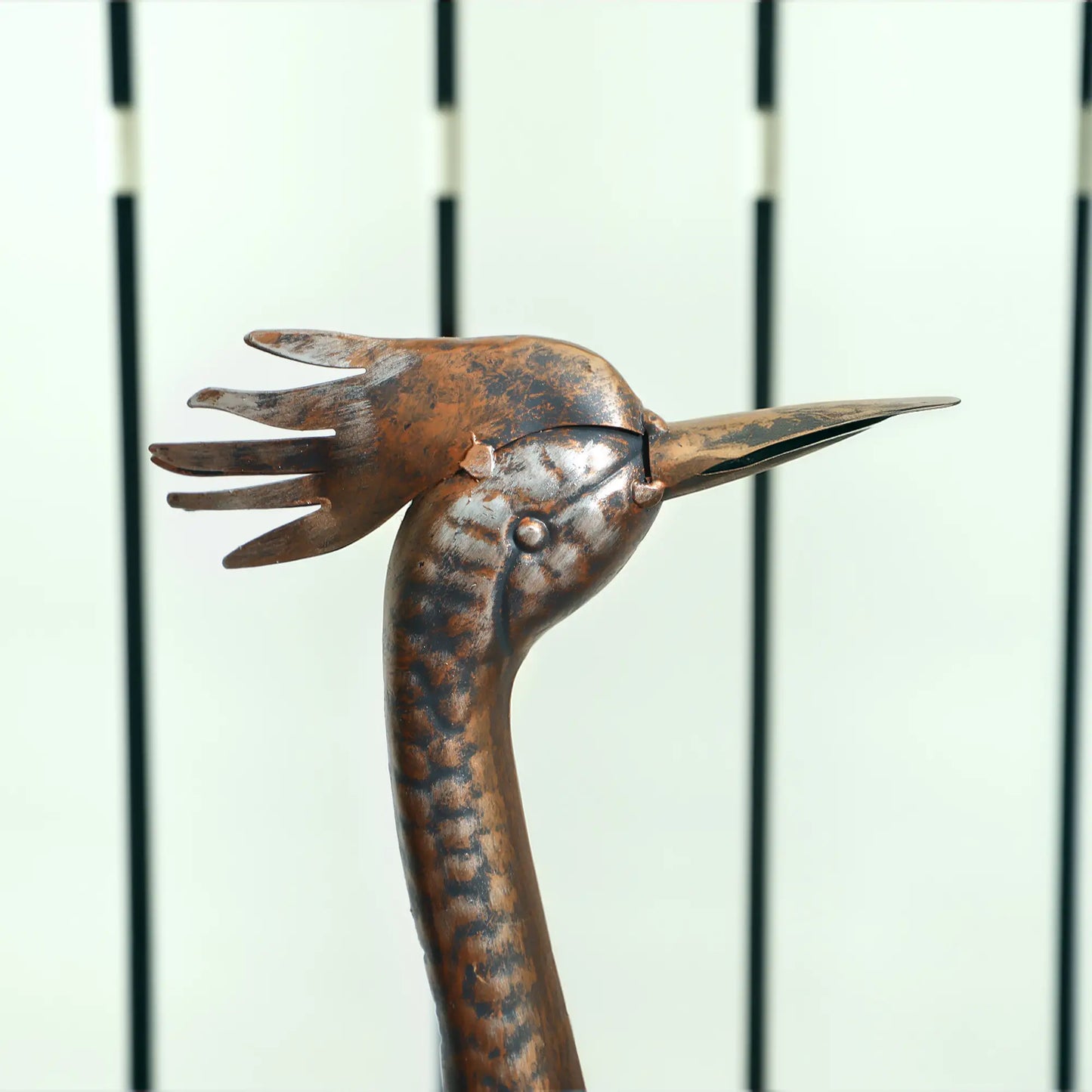 Garden Statue, Heron Standing Sculpture, 12.2"W x 7.1"D x 28"H, Silver Tone Garden Decor at Gallery Canada