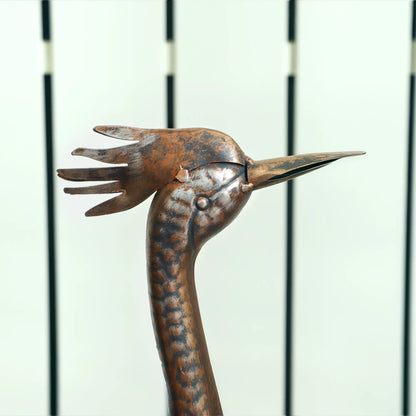 Garden Statue, Heron Standing Sculpture, 12.2"W x 7.1"D x 28"H, Silver Tone Garden Decor at Gallery Canada
