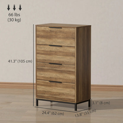 4 Drawer Dresser Tower, Chest for Bedroom, Hallway, Natural Storage Cabinets at Gallery Canada