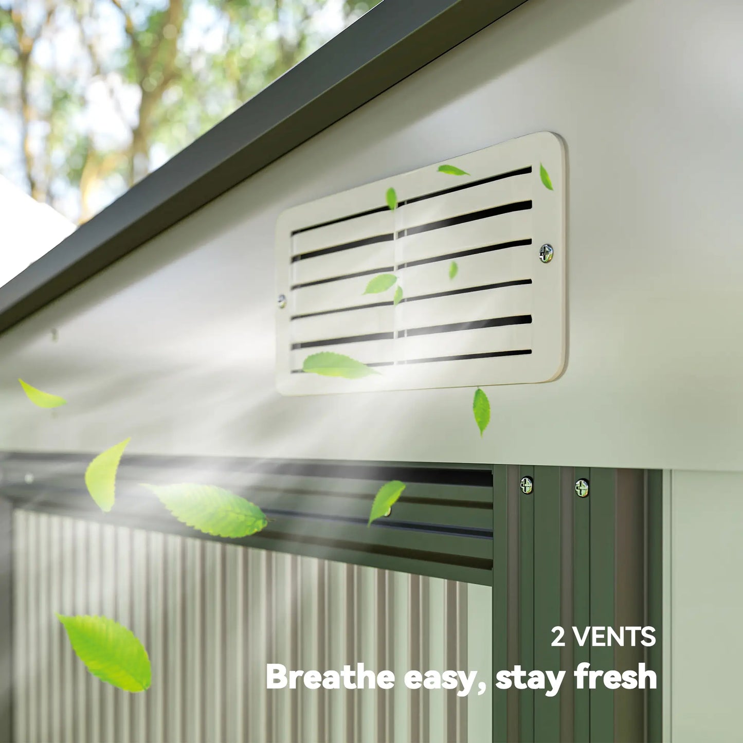 5'x7' Lean to Metal Shed, Sliding Door, 2 Vents, White Sheds at Gallery Canada