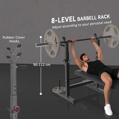 Adjustable Weight Bench, Foldable with Barbell Rack, Dip Station, Black and Grey Weight Benches at Gallery Canada