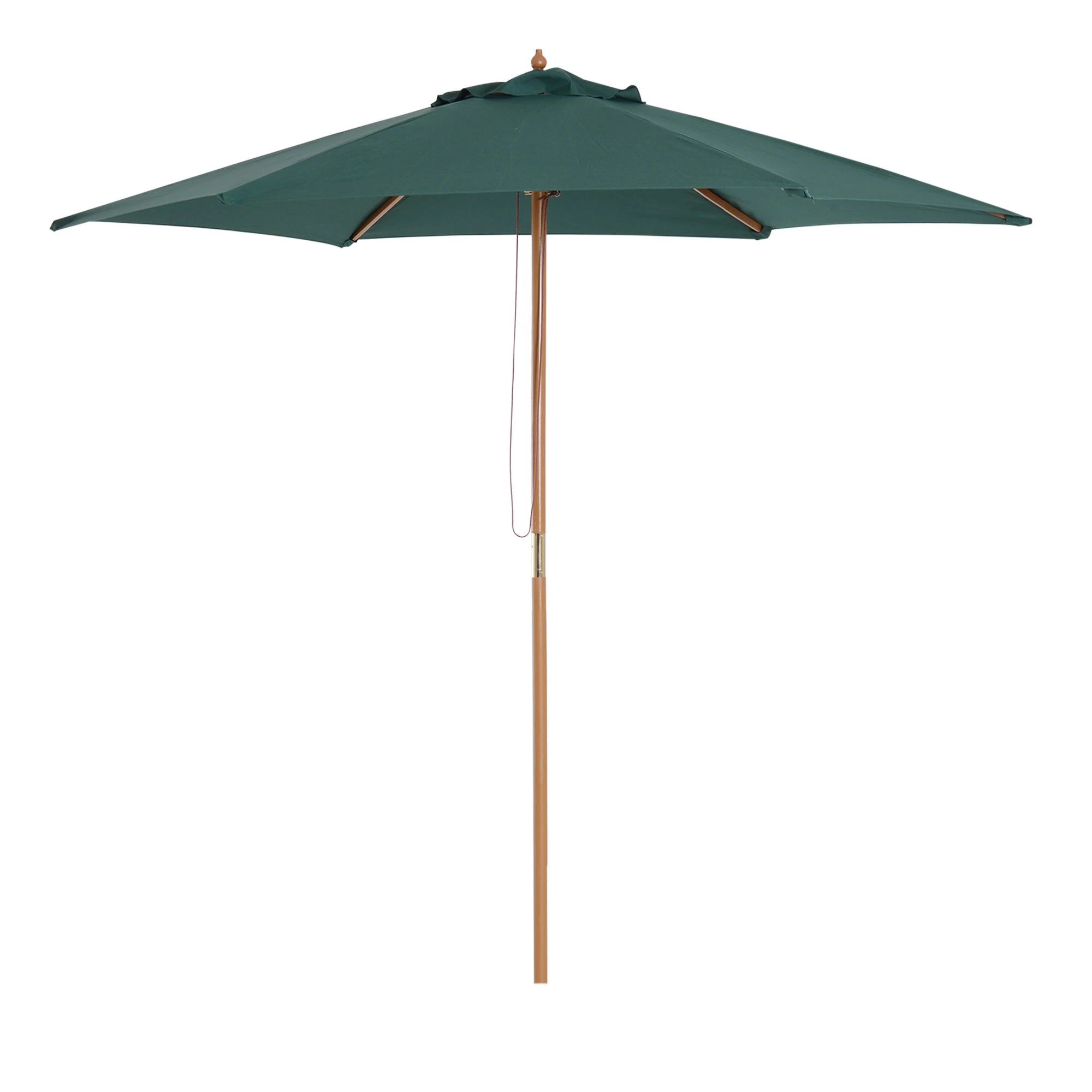8FT Wood Patio Umbrella, Round Garden Parasol, Bamboo Ribs, Dark Green Sun Umbrellas Dark Green, Teak at Gallery Canada