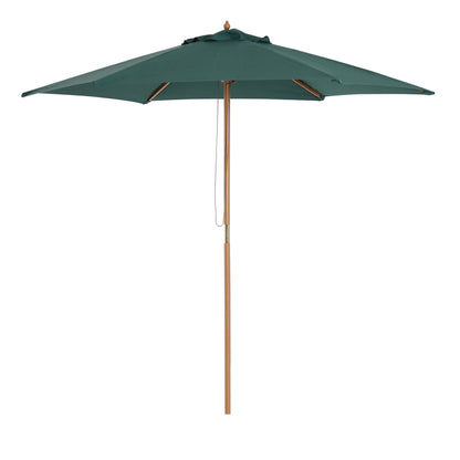 8FT Wood Patio Umbrella, Round Garden Parasol, Bamboo Ribs, Dark Green Sun Umbrellas Dark Green, Teak at Gallery Canada