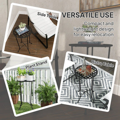 16" Round Outdoor Table, Metal Side Table, Black Patio Dinning Tables at Gallery Canada