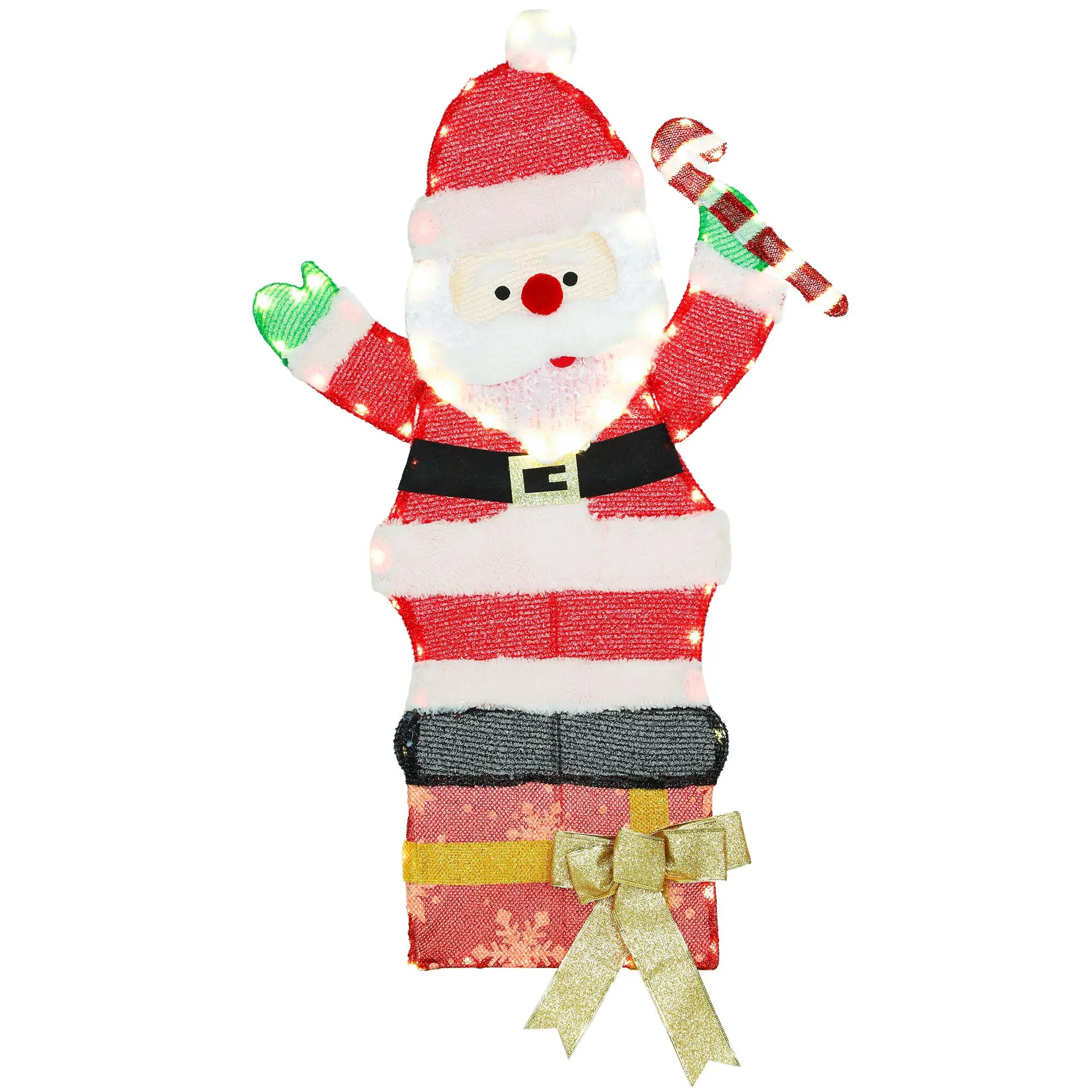 3ft Lighted Santa Claus, 97 LEDs, Stakes, Zip Ties, IP44 Waterproof Christmas Decorations at Gallery Canada