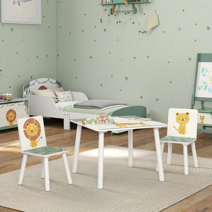 3-Piece Kids Table Chair Set Animal Pattern, Aged 3-8, Green Kids Table Sets at Gallery Canada