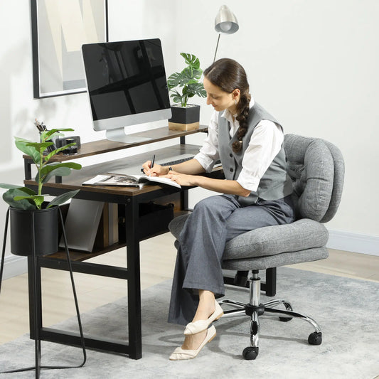 Armless Office Chair, Wide Padded Seat, Adjustable Height, Tilt Function, Grey Task Chairs Grey at Gallery Canada