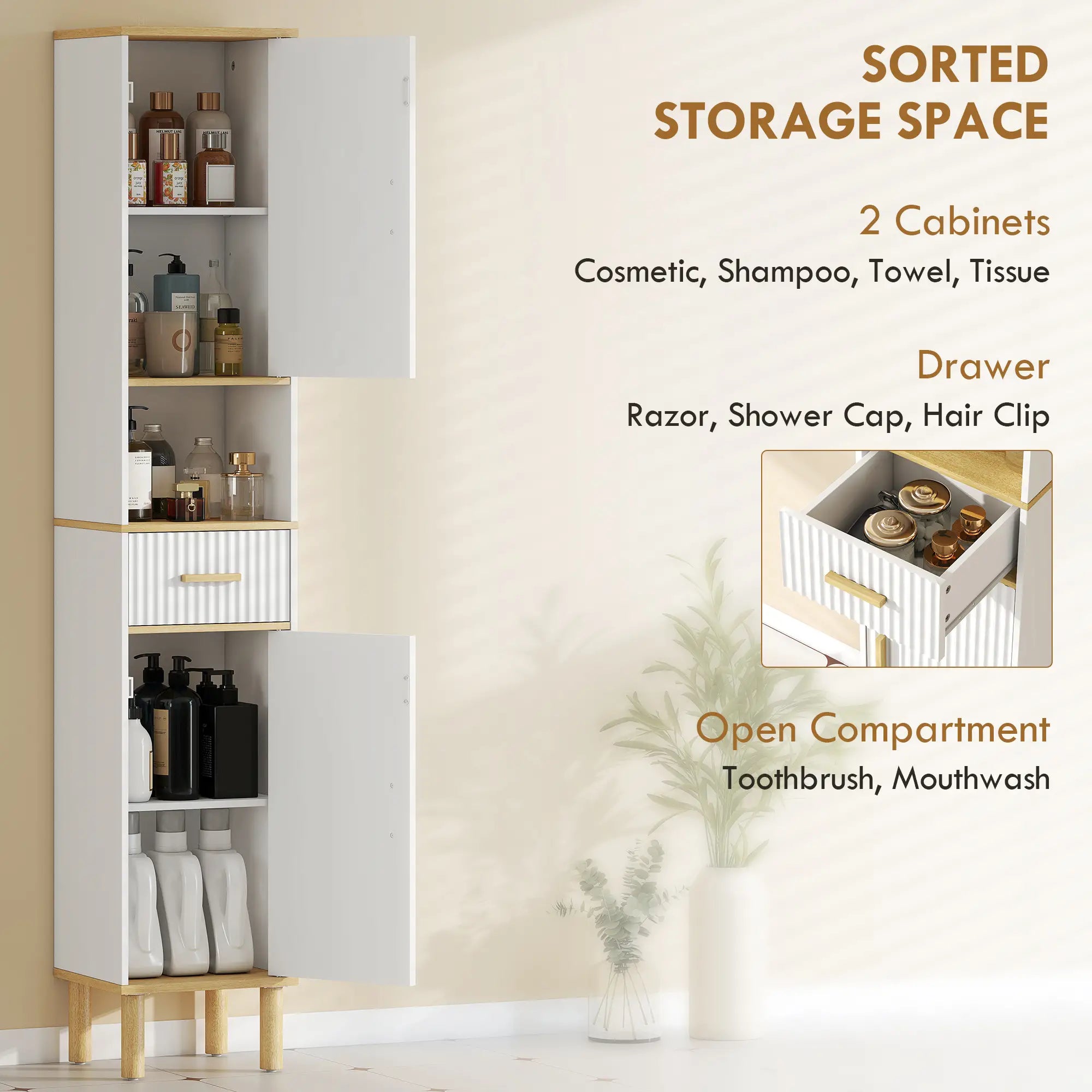 Tall Bathroom Storage Cabinet With Drawer, Adjustable Shelves, White Freestanding Bathroom Cabinets at Gallery Canada