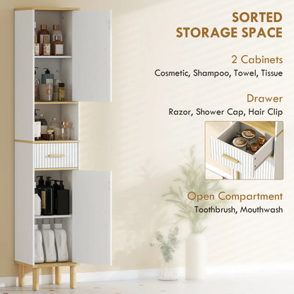Tall Bathroom Storage Cabinet With Drawer, Adjustable Shelves, White Freestanding Bathroom Cabinets at Gallery Canada
