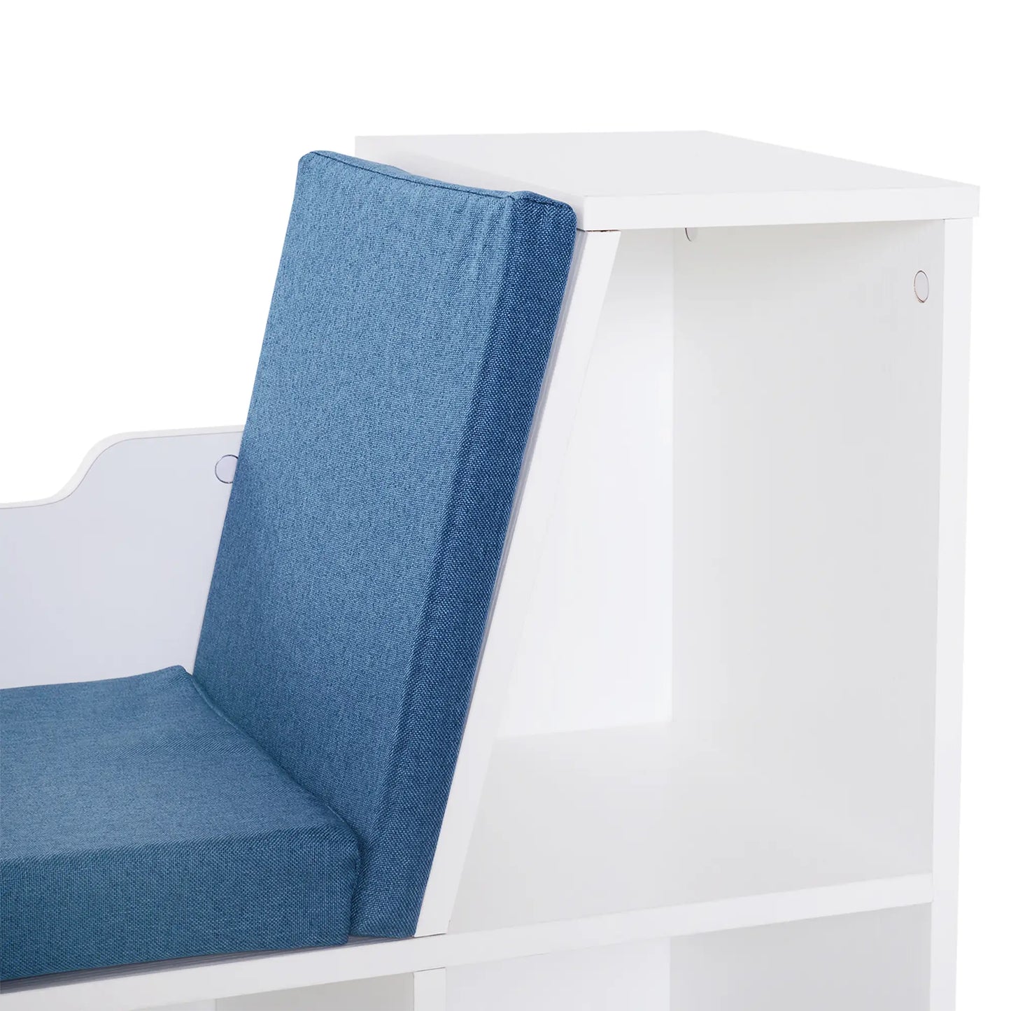 6-Cubby Bookcase with Seat Cushion, Cube Storage Shelf, Blue White Bookshelves at Gallery Canada