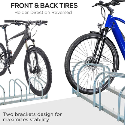 3-Bike Floor Parking Rack, Cycling Storage Stand, Silver Bike Parking Stands at Gallery Canada